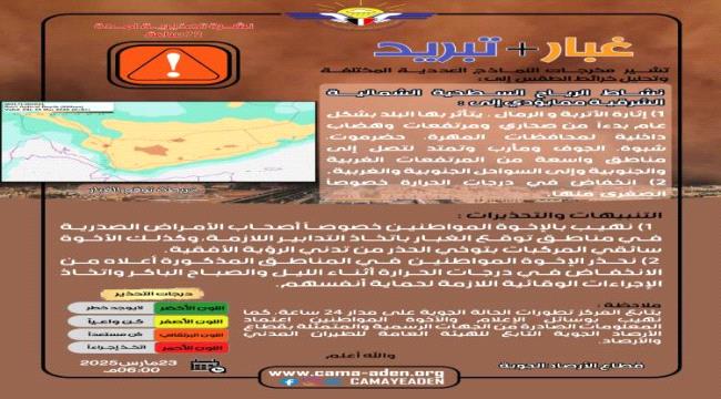 الأرصاد يحذر من اضطراب الأحوال الجوية خلال الأيام القادمة