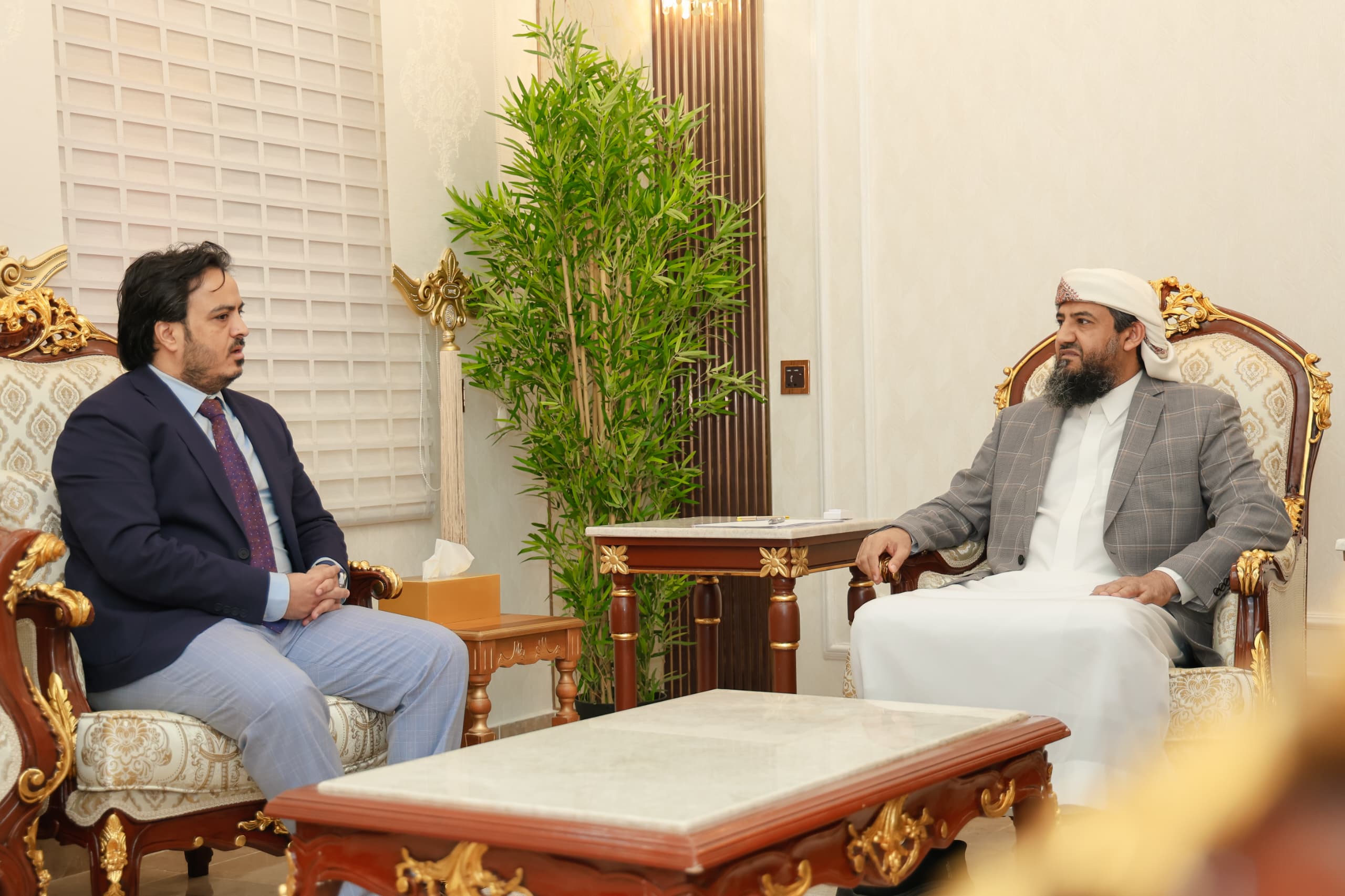 المحرّمي يناقش مع وزير الكهرباء جهود تطوير الخدمة ويشيد بالدعم الإماراتي لمشاريع الطاقة المتجددة